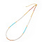 Vintage Short Colorful Glass Seed Beaded Necklace, Sky Blue
