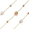 Natural Sunstone & 304 Stainless Steel Beads Link Chains, with 316 Stainless Steel Chains, Ion Plating(IP), Soldered, Round, with Spool, 4.5mm