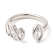 Rack Plating Brass Pave Clear Cubic Zirconia Open Cuff Rings for Women, Horse Eye, Lead Free & Cadmium Free, Long-Lasting Plated, Platinum, 2.5~10mm, Inner Diameter: 16.8mm