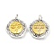 Brass Pendants, with Jump Ring, Cadmium Free & Nickel Free & Lead Free, Flat Round Charms, Antique Silver & Golden, 19x19x3mm, Hole: 4mm
