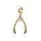 Brass Micro Pave Cubic Zirconia Pendants, Y Shape, Cadmium Free & Lead Free, Rack Plating, Long-Lasting Plated, with Jump Ring, Real 18K Gold Plated, 27x14x2.5mm, Hole: 3.4mm