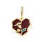 Brass Enamel Micro Pave Cubic Zirconia Pendants, Cadmium Free & Nickel Free & Lead Free, Heart, Flower, Real 18K Gold Plated, 21x21x7mm, Hole: 6x4mm