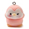 Flocking Resin Pendants, Animal Charms with Platinum Plated Iron Loops, Bear, Pink, 30x24x19.5mm, Hole: 2mm