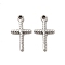 Non-Tarnish 304 Stainless Steel Pendants, Cross Charm, Stainless Steel Color, 15x8.5x1.5mm, Hole: 1.2mm