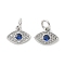 Brass Micro Pave Cubic Zirconia Charms, Cadmium Free & Nickel Free & Lead Free, Horse Eye Charms, with Jump Ring, Platinum, 8.5x10.5x2mm, Hole: 3mm