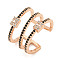 Rectangle Rack Plating Brass Micro Pave Cubic Zirconia Wide Cuff Rings for Women, Cadmium Free & Lead Free, Long-Lasting Plated, Rose Gold, 15.5mm, Adjustable