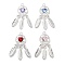 Rack Plating Alloy Rhinestone Pendants, Lead Free & Cadmium Free & Nickel Free, Woven Net/Web with Feather, Heart, Mixed Color, Silver, 34x13x4mm, Hole: 2mm