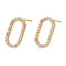 Clear Cubic Zirconia Oval Stud Earrings, Brass Jewelry for Women, Cadmium Free & Nickel Free & Lead Free, Golden, 13x7.5mm, Pin: 0.8mm