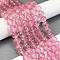 Frosted Transparent Glass Bead Strands, with Gold Powder, Round, Pink, 8mm, Hole: 1mm