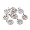 Non-Tarnish 304 Stainless Steel Charms, with Jump Ring, Flat Round with Ohm/Aum Charm, Stainless Steel Color, 14x12x1.1mm, Hole: 3mm