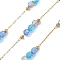 Ion Plating(IP) 304 Stainless Steel Link Chains, Soldered, with Enamel and Spool, Real 18K Gold Plated, Dodger Blue, 2.5x1x0.1mm, about 32.81 Feet(10m)/Roll