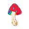 Opaque Printed Acrylic Big Pendants, Mushroom, Lightning Pattern, 54x33x2mm, Hole: 1.6mm