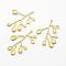 Brass Pendant Enamel Settings, Apetalous, Lead Free & Cadmium Free & Nickel Free, Branch and Leaf, Raw(Unplated), 36.5x28x2mm, Hole: 1mm