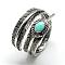Enamel Adjustable Alloy Finger Rings, Leaf, Size 8, Antique Silver, 18mm