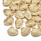 Brass Charms, Cadmium Free & Nickel Free & Lead Free, Shell, Real 18K Gold Plated, 13.5x14.5x5mm, Hole: 1.4mm
