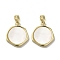 Brass Pave Shell Pendants, Geometric Charms, Real 18K Gold Plated, Polygon, 19x16x2mm, Hole: 3x5mm
