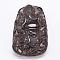 Natural Ice Crystal Obsidian Carven Pendants, Kwan Kung, Black, 57x36x10mm, Hole: 1mm