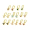Cubic Zirconia Heart Dangle Hoop Earrings, Real 18K Gold Plated Brass Drop Earrings, Lead Free & Cadmium Free, Mixed Color, 21mm, Pin: 0.8mm