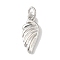 Rack Plating Brass Pendants, with Jump Ring, Long-Lasting Plated, Lead Free & Cadmium Free, Wings, Platinum, 16x6.5x2.5mm, Hole: 3mm
