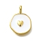 Brass with Enamel Pendants, Lead Free & Cadmium Free, Real 18K Gold Plated, Rack Plating, Flat Round, Heart, 18.5x13.5x2mm, Hole: 3.5mm