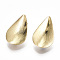 Brass Stud Earring Findings, Cadmium Free & Nickel Free & Lead Free, with Loop, Teardrop, Real 18K Gold Plated, 19.5x13mm, Hole: 2mm, Pin: 0.7mm