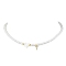 Brass Micro Pave Grade AAA Cubic Zirconia Letter Pendant Necklaces, Heart & Round Baking Painted Pearlized Glass Pearl Beaded Necklaces for Women, Letter T, 15.20 inch(38.6cm)