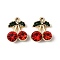 UV Plating Alloy Rhinestone Pendants,  with Glass, Cherry, Golden, 17.5x14.5x5.5mm, Hole: 1.8mm
