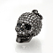 Brass Micro Pave Cubic Zirconia Pendants, Cadmium Free & Lead Free, with Jump Rings, Skull, Gunmetal, 18x10x12mm, Hole: 3mm