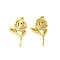 5Pcs 201 Stainless Steel Pendants, Laser Cut, Rose Charm, Real 18K Gold Plated, 17x10x1mm, Hole: 1.2mm