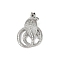 Brass Micro Pave Cubic Zirconia Pendants, Cadmium Free & Lead Free, Snake, Platinum, 27.5x20x8mm, Hole: 3.5x3.5mm