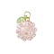 Electroplat Glass Pendants, Fruits, with Transparent Acrylic and Golden 304 Stainless Steel Jump Ring, Faceted, Pink, 16x15mm, Hole: 5mm