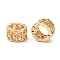 Brass Micro Pave Cubic Zirconia European Beads, Large Hole Beads, Hollow Flat Round with Star, Real 18K Gold Plated, 9x5.5mm, Hole: 6mm