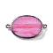 Synthetic Picture Jasper Dyed Connector Charms, Oval Links with Brass Findings, Camellia, Platinum, 43x25x7mm, Hole: 2mm