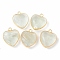 Natural Green Fluorite Pendants, with Golden Plated Brass Findings, Heart Charms, 18~19x15~17x7~10mm, Hole: 2mm