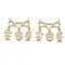 Valentine's Day Theme Brass Micro Pave Clear Cubic Zirconia Pendants, Nickel Free, Heart with Couple, Real 18K Gold Plated, 27x25x2mm, Hole: 1.5mm
