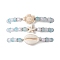 3Pcs 3 Styles Round Acrylic & Glass Beaded Stretch Bracelet Sets, Summer Beach Dyed Synthetic Turquoise & Cowrie Shell Stackable Bracelets for Women, Floral White, Inner Diameter: 2-1/8 inch(5.5cm), 1pc/style