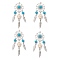 Alloy Synthetic Turquoise Beads Dream Catcher Pendants, Sea Turtle, with Feathers Tassels & 304 Stainless Steel Eye Pins Loop, White, 78~85x28.5x8.5mm, Hole: 2mm