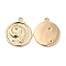 Brass Micro Pave Cubic Zirconia Pendants, Nickel Free, Flat Round, Real 18K Gold Plated, 22x19x2mm, Hole: 1.4mm