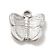 Non-Tarnish 304 Stainless Steel Pendants, Butterfly Charms, Stainless Steel Color, 12.5x13x3mm, Hole: 1.8mm