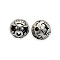 Brass Hollow Filigree Beads, Filigree Ball, Round Carved Pig, Nickel Free, Antique Silver, 9mm, Hole: 1mm