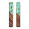 Transparent Resin & Walnut Wood Big Pendants, with Gold Foil, Rectangle Charm, Aquamarine, 51.5x7.5x3mm, Hole: 1.8mm