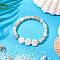 Natural Freshwater Shell Beads Stretch Bracelets for Women, with Brass Spacer Beads and Korean Elastic Crystal Thread, Shell Shape, Inner Diameter: 2-1/4 inch(5.6cm)