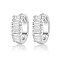 Cubic Zirconia Hoop Earrings, Rhodium Plated 925 Sterling Silver Earrings for Women, with S925 Stamp, Platinum, Clear, 10x3mm