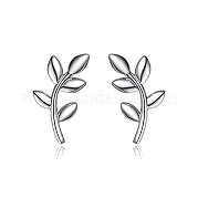 Серьги-гвоздики из стерлингового серебра с листьями UF4300-1