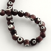 Круглый ручной сглаза Lampwork бисер LAMP-R114-10mm-09