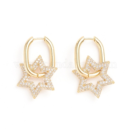 Серьги-кольца из латуни с микро-паве из фианита EJEW-G274-03G-03-1