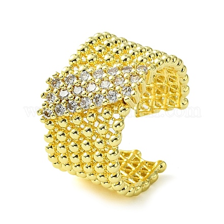 Открытые манжеты из латуни с микропаве кубический цирконий RJEW-K256-03G-1
