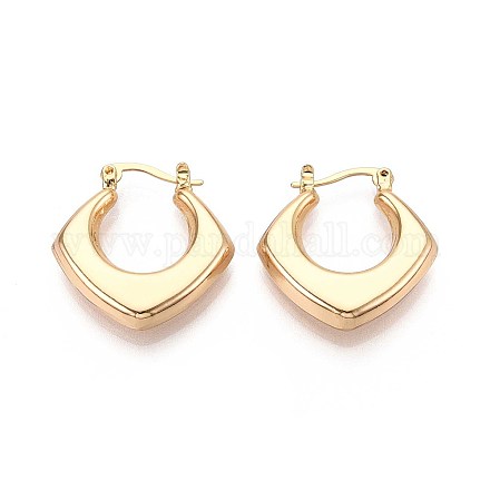 Серьги-кольца из латуни в форме ромба EJEW-T047-109G-1