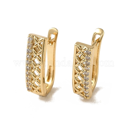 Серьги-кольца из латуни с микропаве из кубического циркония EJEW-L271-10KCG-05-1