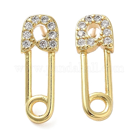 Серьги-пусеты из латуни с фианитами EJEW-D061-15G-1